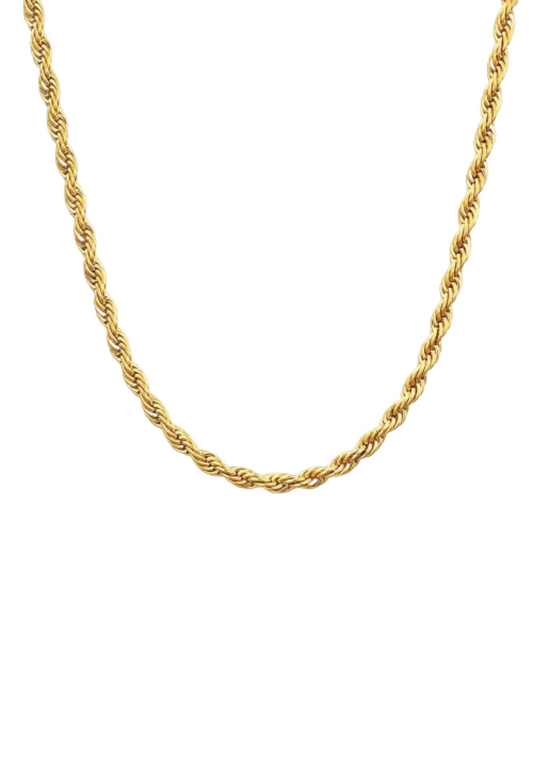 Gold Twisted Rope Chain Necklace- 5mm