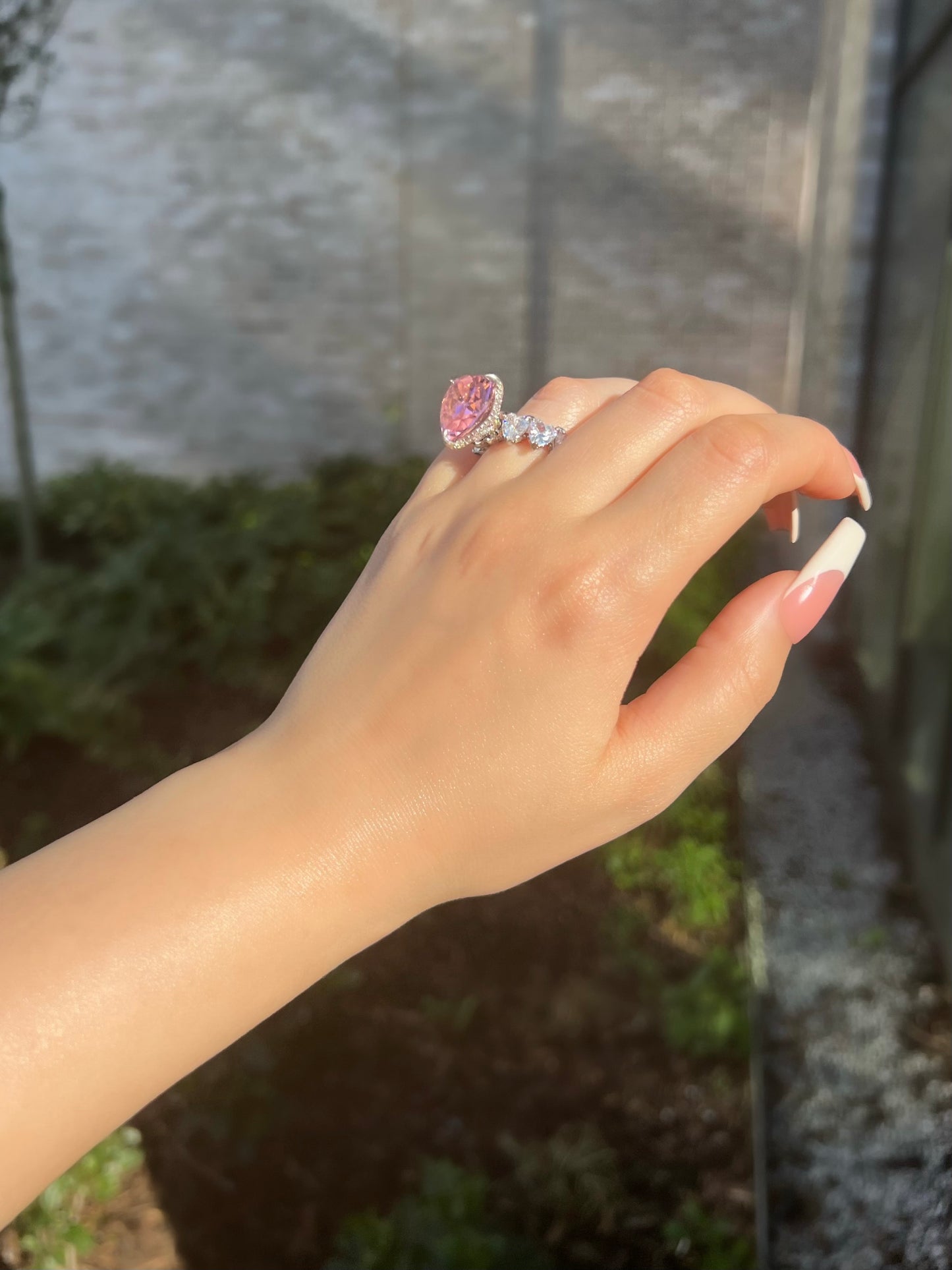 Queen Heart Cubic Zirconia Ring- Pink