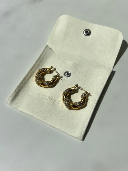 Enya Twist Pave Hoop Earrings