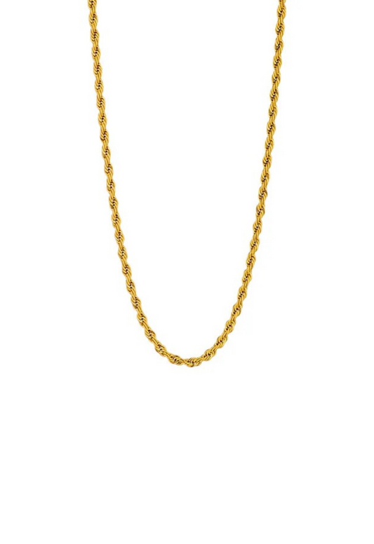 Gold Twisted Rope Chain Necklace- 3mm