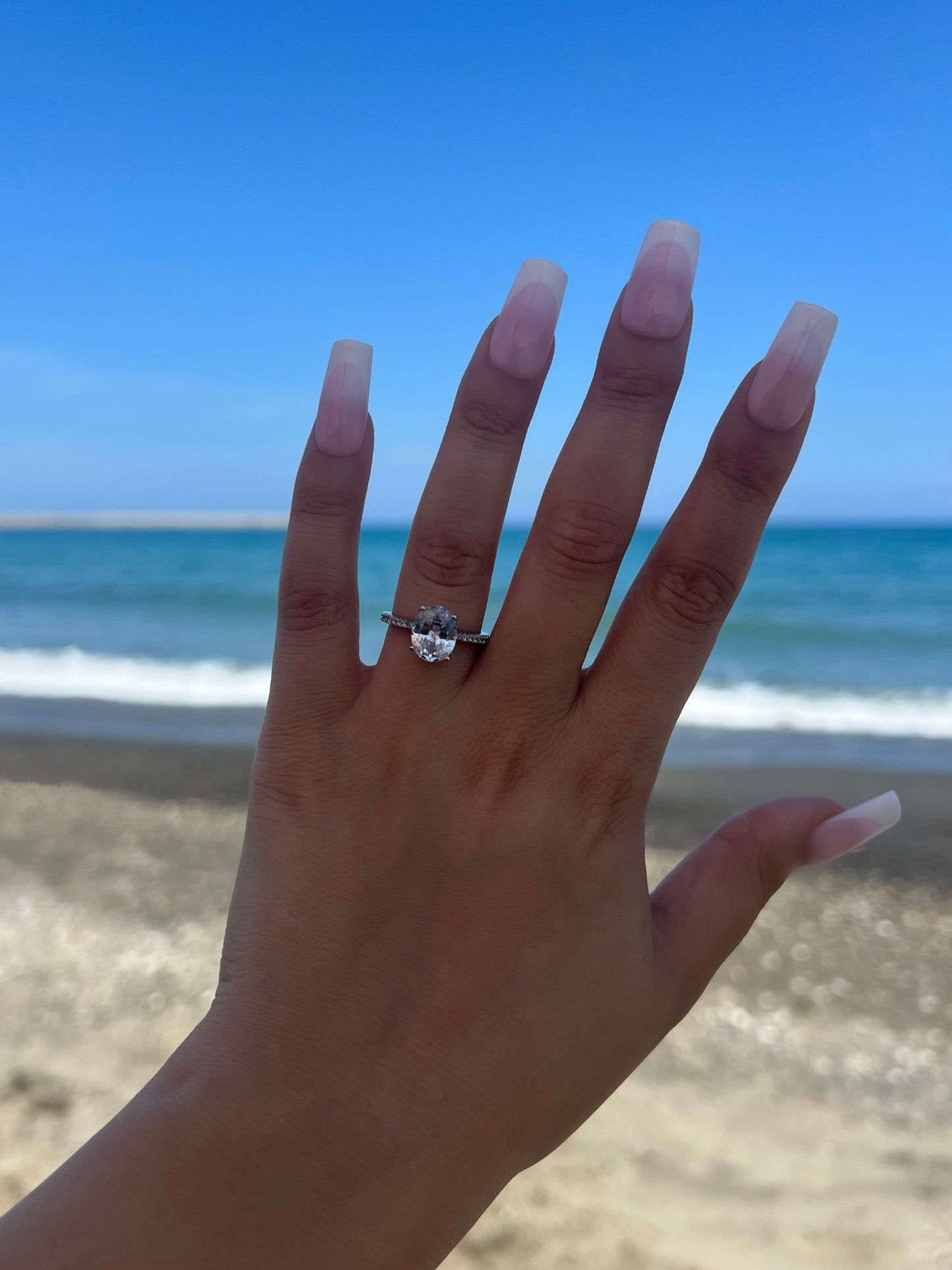 Anastasia Oval Cut Sterling Silver Ring- Silver