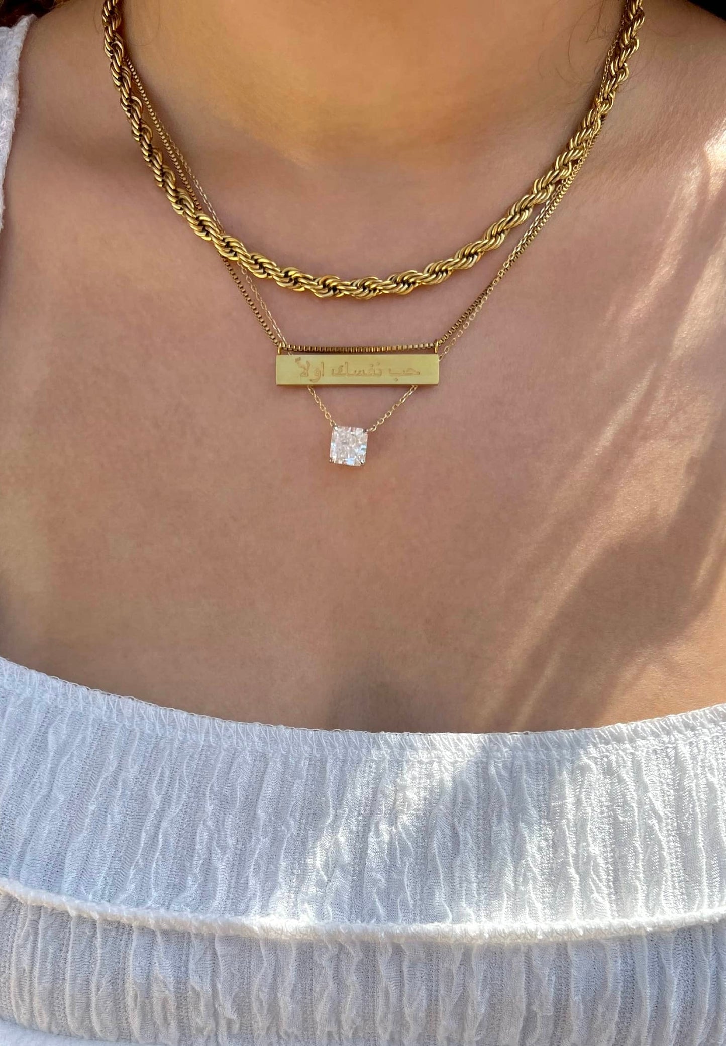 Lésa Radiant Cut Sterling Silver Pendant Necklace