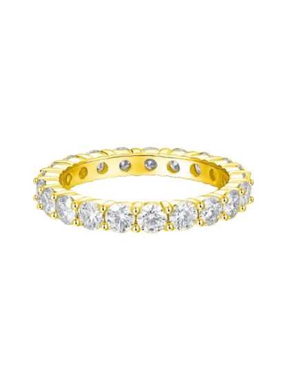 Eva Round Cut Eternity Band Sterling Silver Ring- Gold