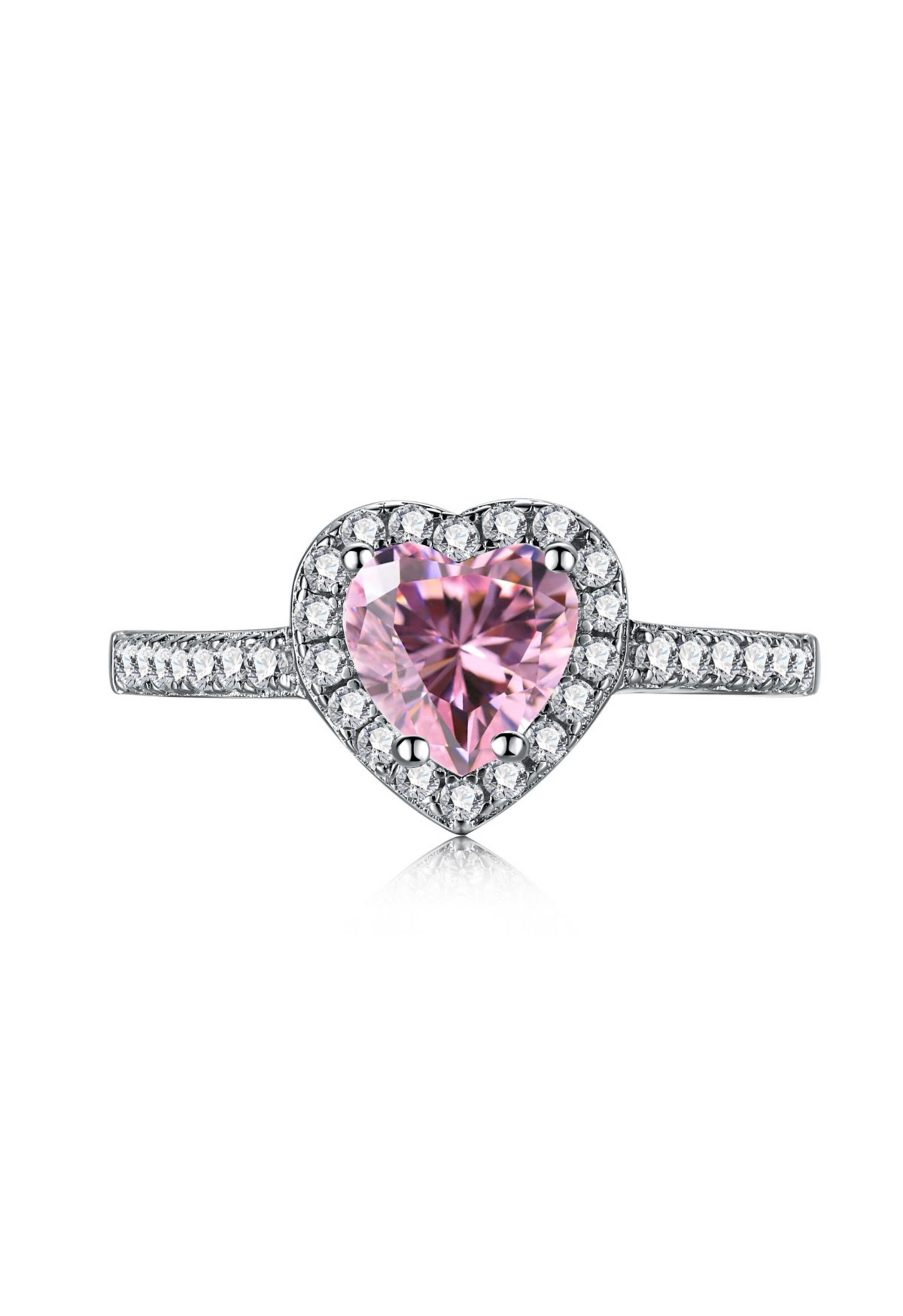 Elina Heart Sterling Silver Ring- Pink