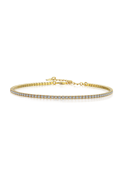 Yara Sterling Silver Icy Tennis Anklet- Gold
