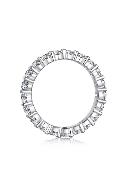 Eva Round Cut Eternity Band Sterling Silver Ring- Silver