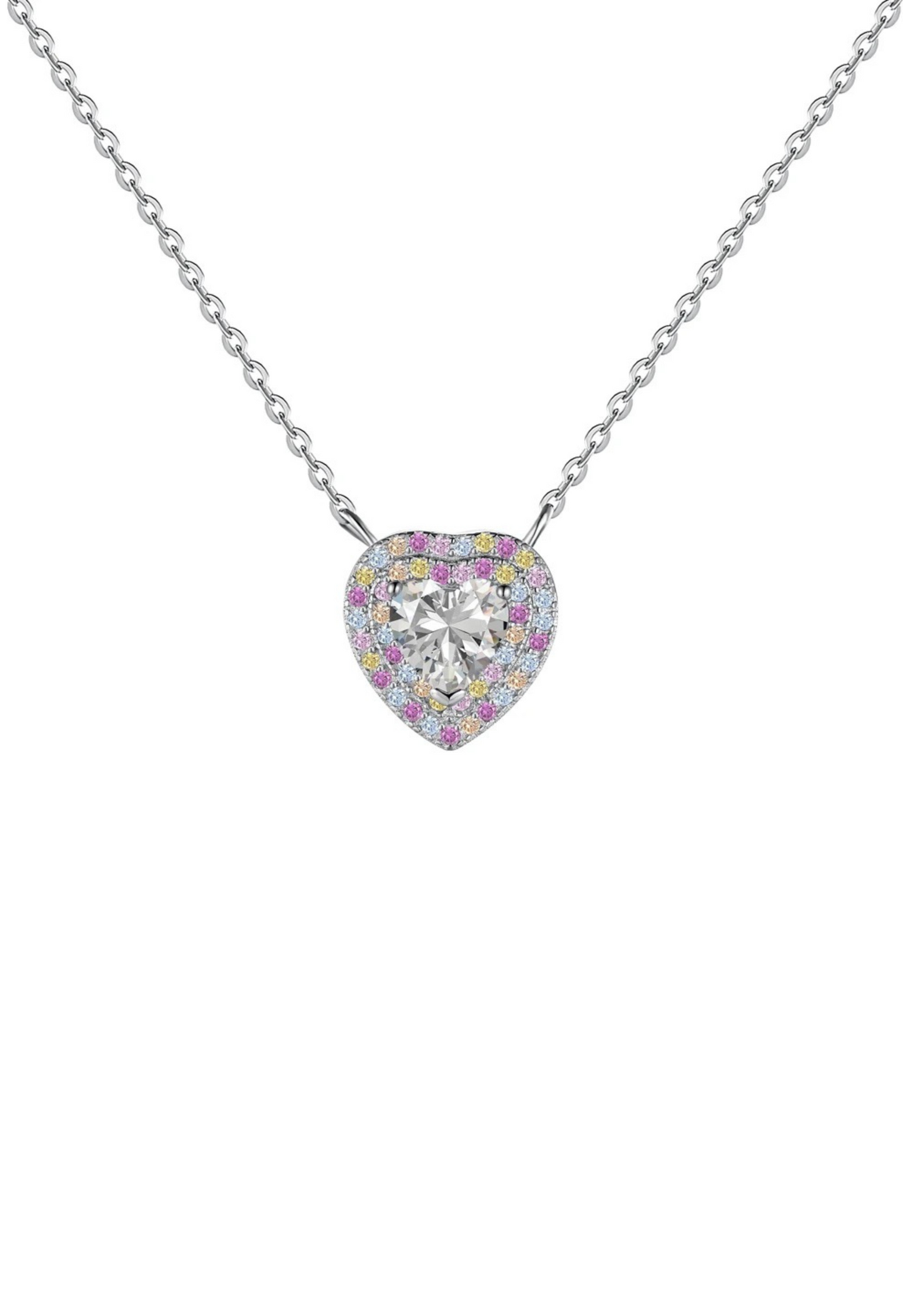 Ela Colourful Heart Sterling Silver Pendant Necklace