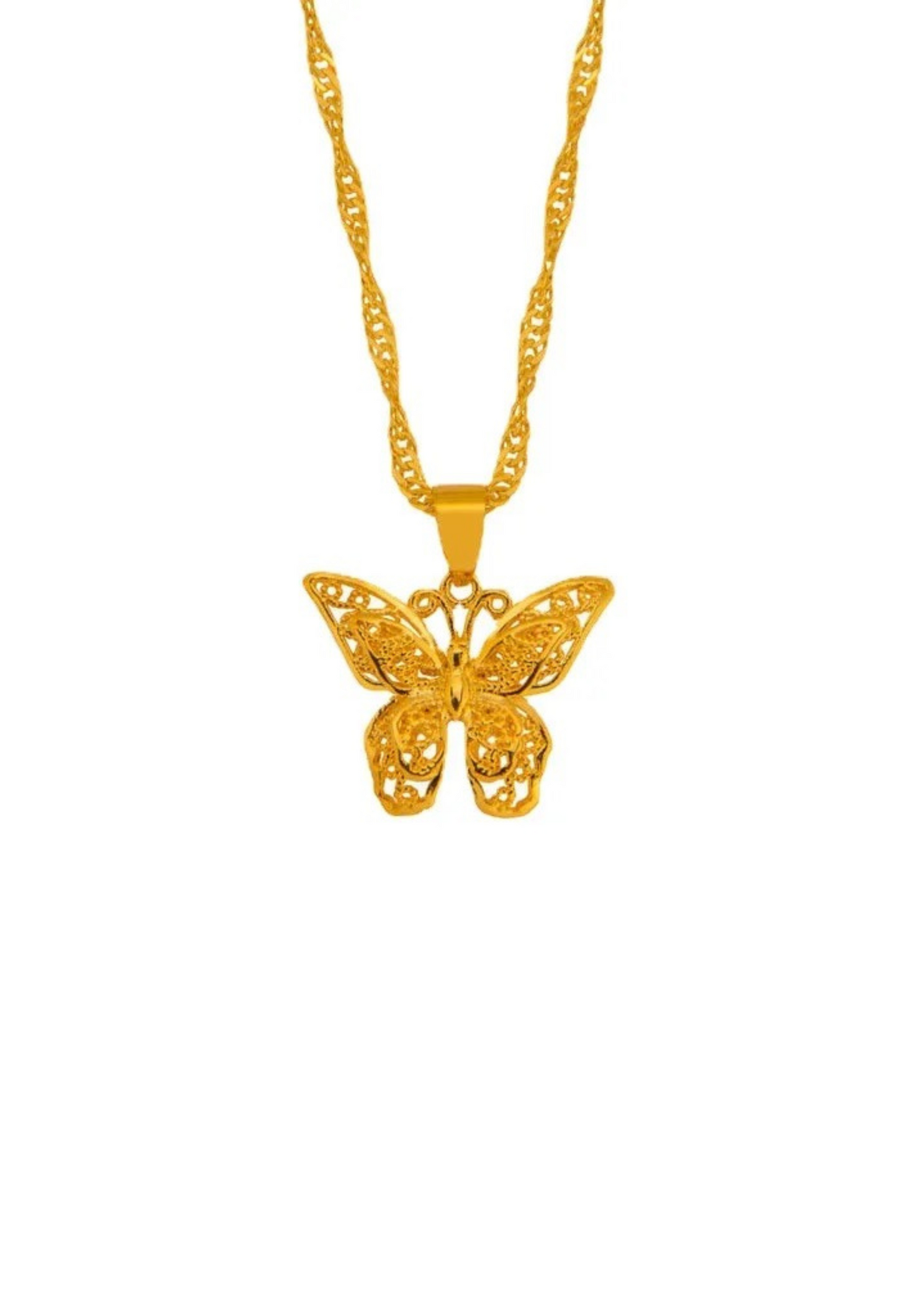 Butterfly Gold Pendant Necklace