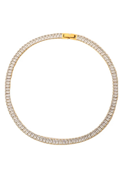 Cubic Zirconia Baguette Tennis Necklace