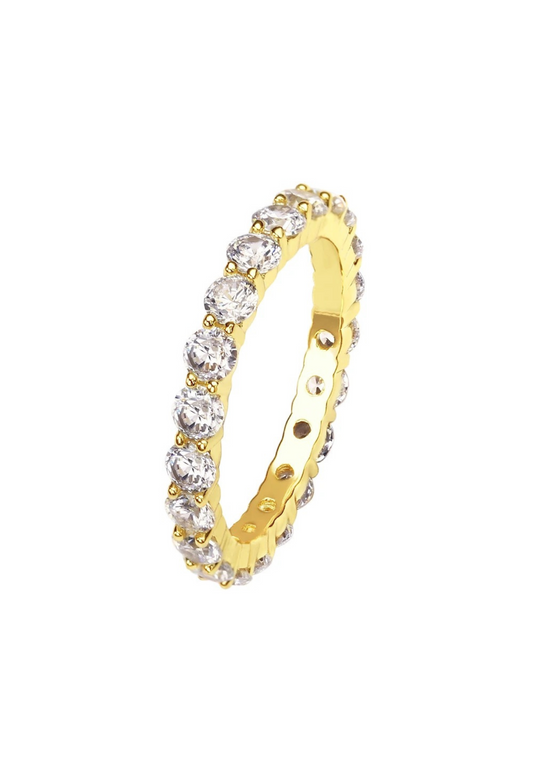 Eva Round Cut Eternity Band Sterling Silver Ring- Gold
