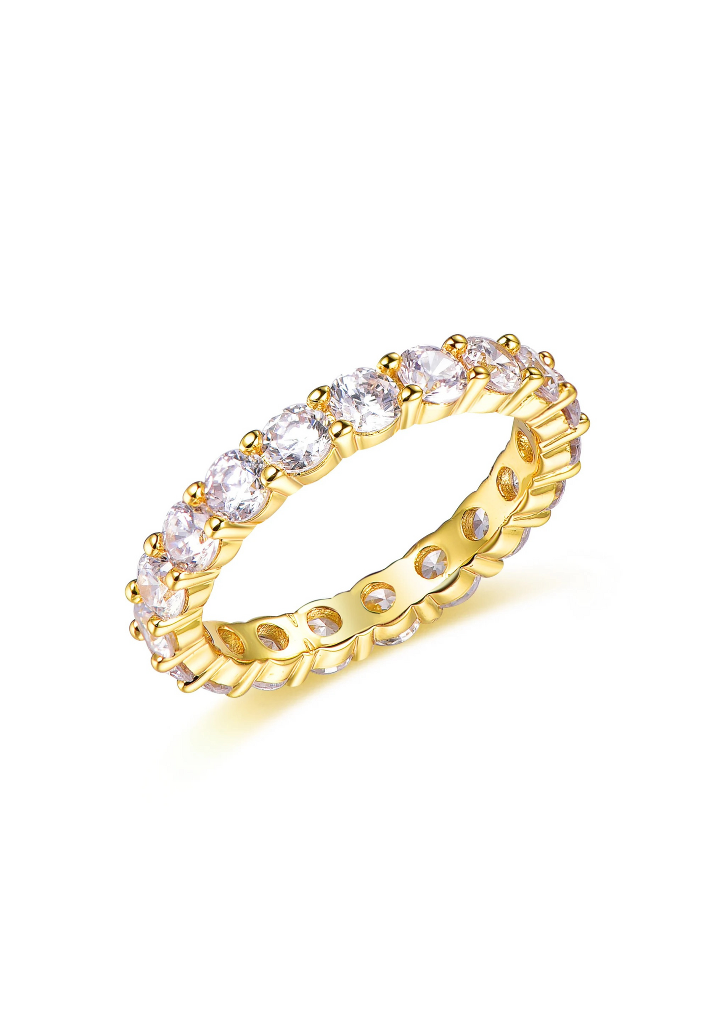 Eva Round Cut Eternity Band Sterling Silver Ring- Gold