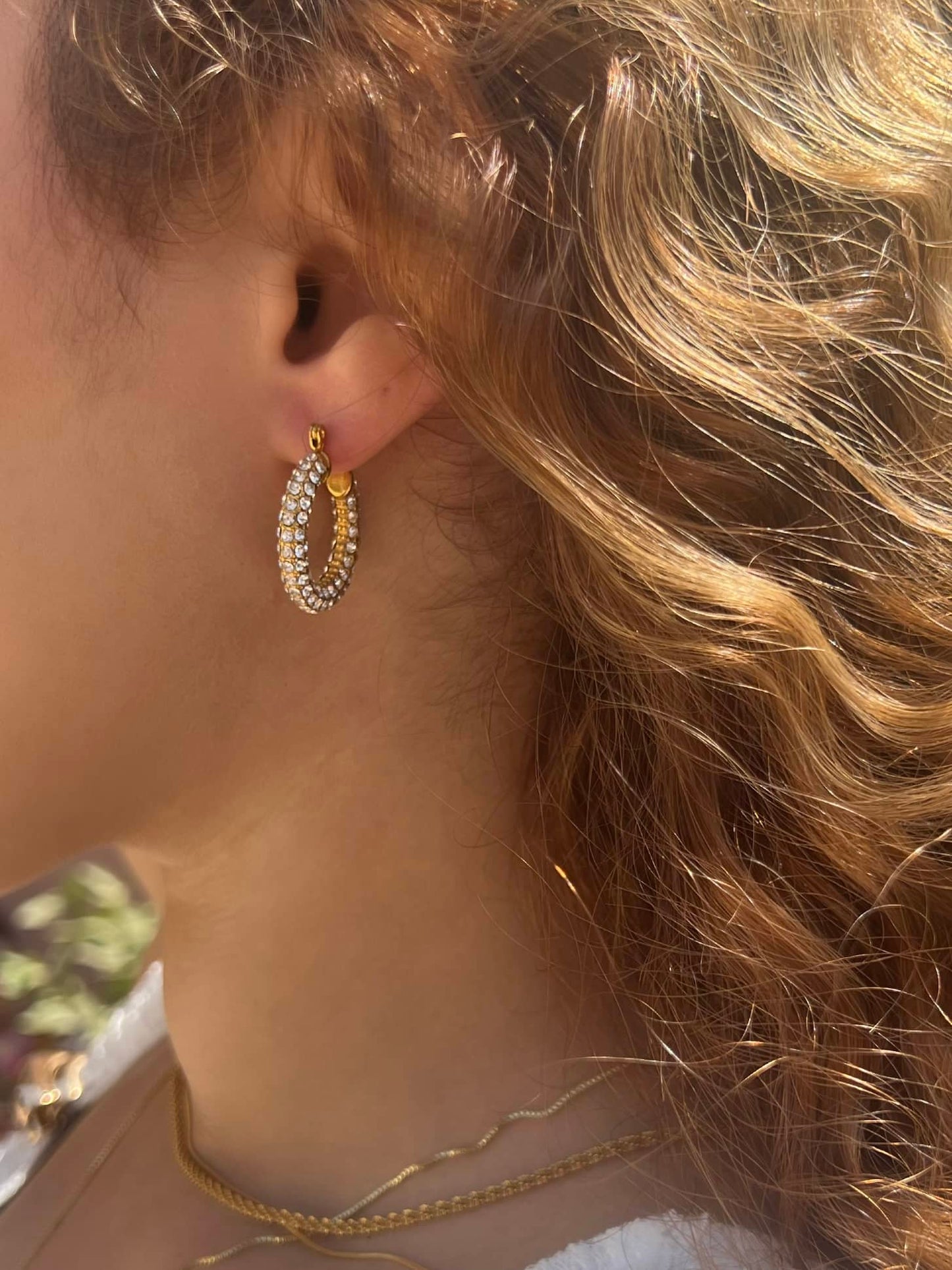 Luna Gold Pave Hoop Earrings