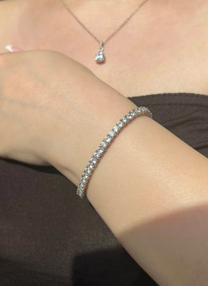 Aura 3mm Tennis Bracelet- Silver