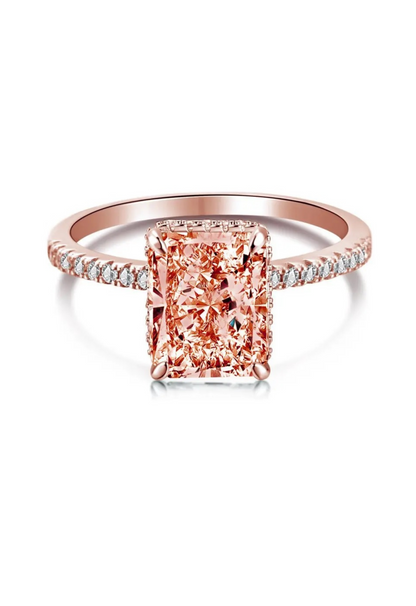 Cecilia Radiant Cut Sterling Silver Ring- Rose Gold