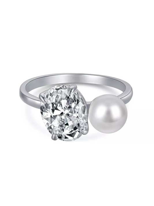 Doux Pearl Toi Et Moi Sterling Silver Ring