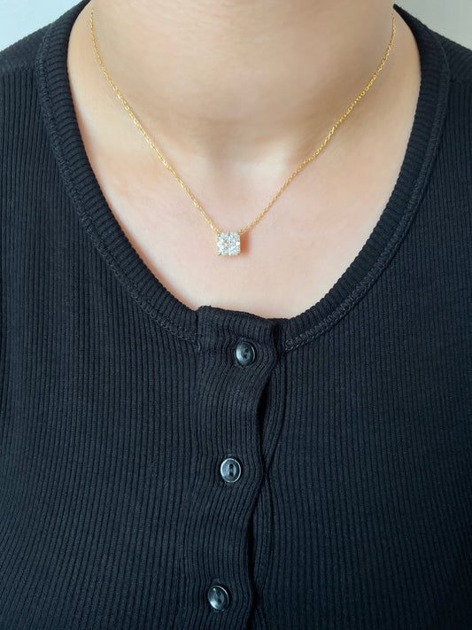 Lésa Radiant Cut Sterling Silver Pendant Necklace