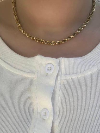 Gold Twisted Rope Chain Necklace- 5mm