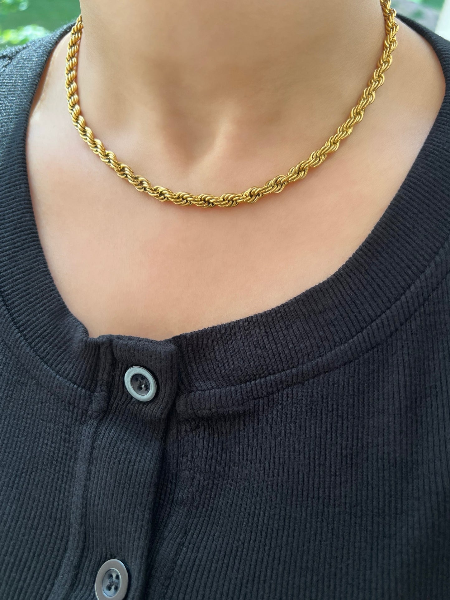 Gold Twisted Rope Chain Necklace- 5mm