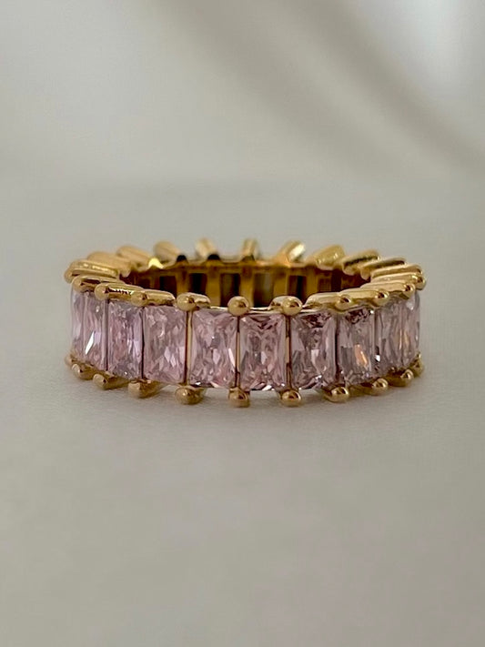 Pink Cubic Zirconia Eternity Band Ring