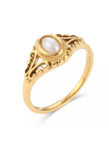 Alayna Pearl Detail Gold Ring