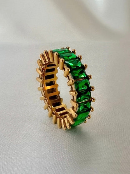 Emerald Green Cubic Zirconia Eternity Band Ring