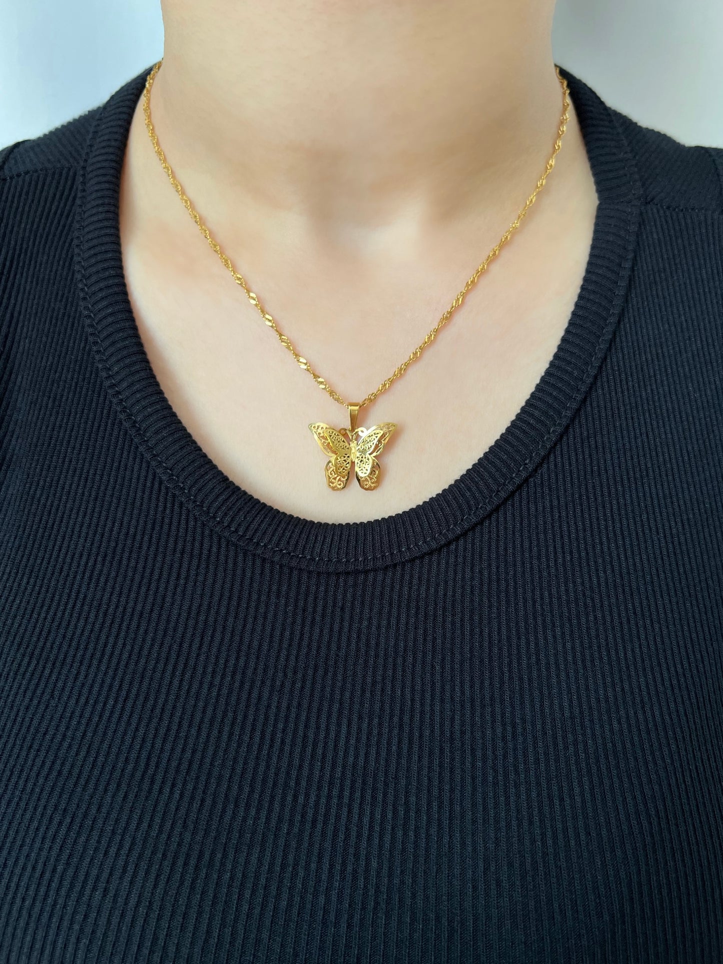 Butterfly Gold Pendant Necklace