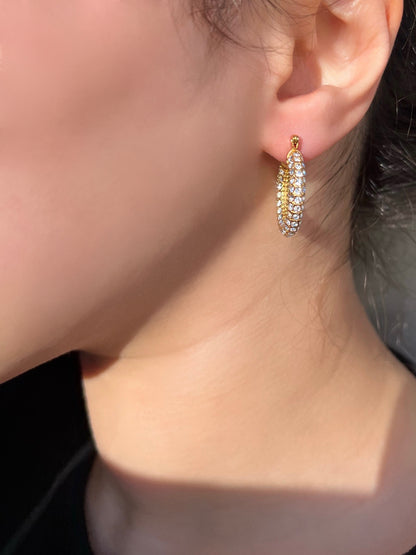 Luna Gold Pave Hoop Earrings