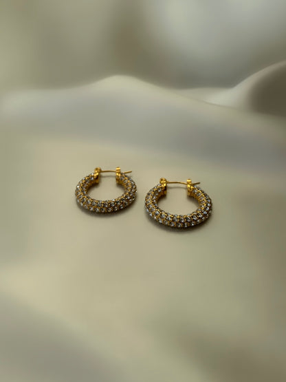 Luna Gold Pave Hoop Earrings