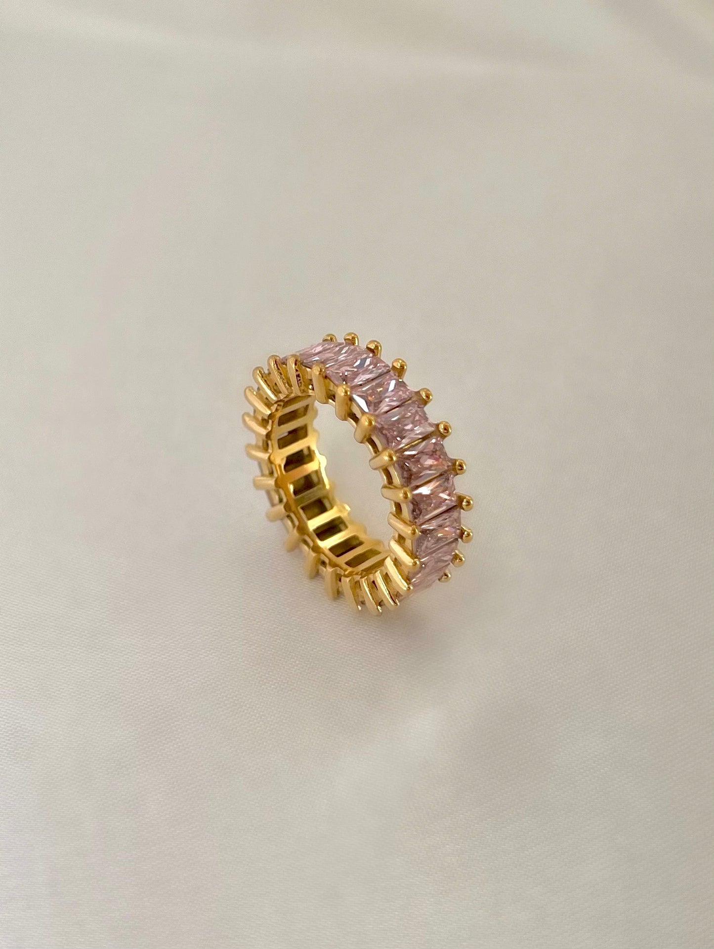 Pink Cubic Zirconia Eternity Band Ring