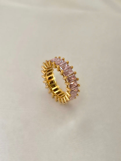 Pink Cubic Zirconia Eternity Band Ring