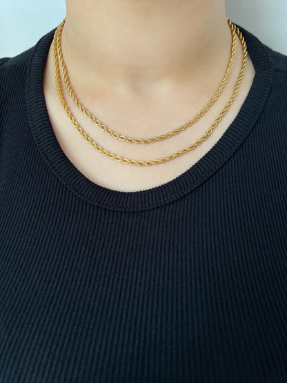 Gold Twisted Rope Chain Necklace- 3mm