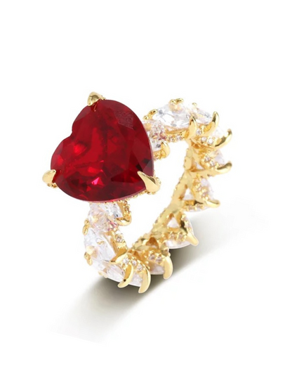 Queen Heart Cubic Zirconia Ring- Red