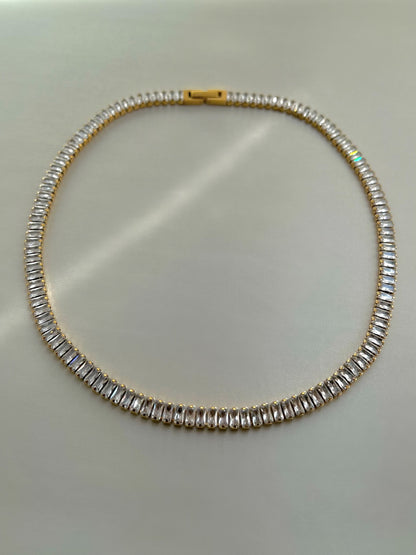 Cubic Zirconia Baguette Tennis Necklace