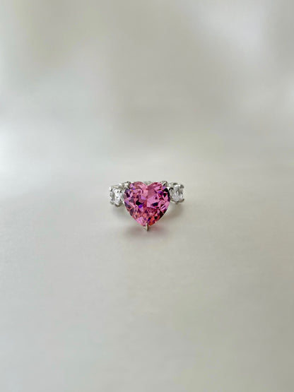 Queen Heart Cubic Zirconia Ring- Pink