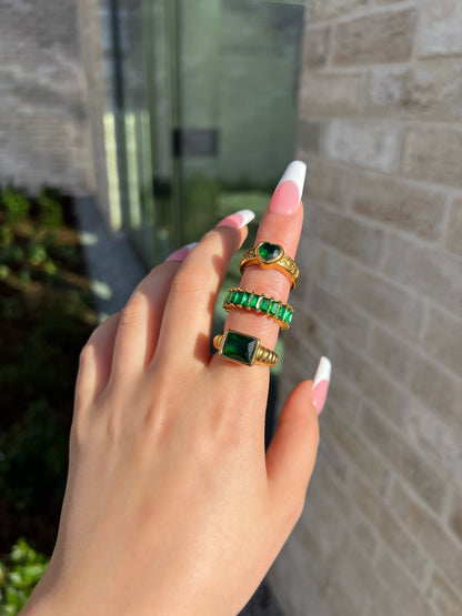 Lana Emerald Green Croissant Signet Ring