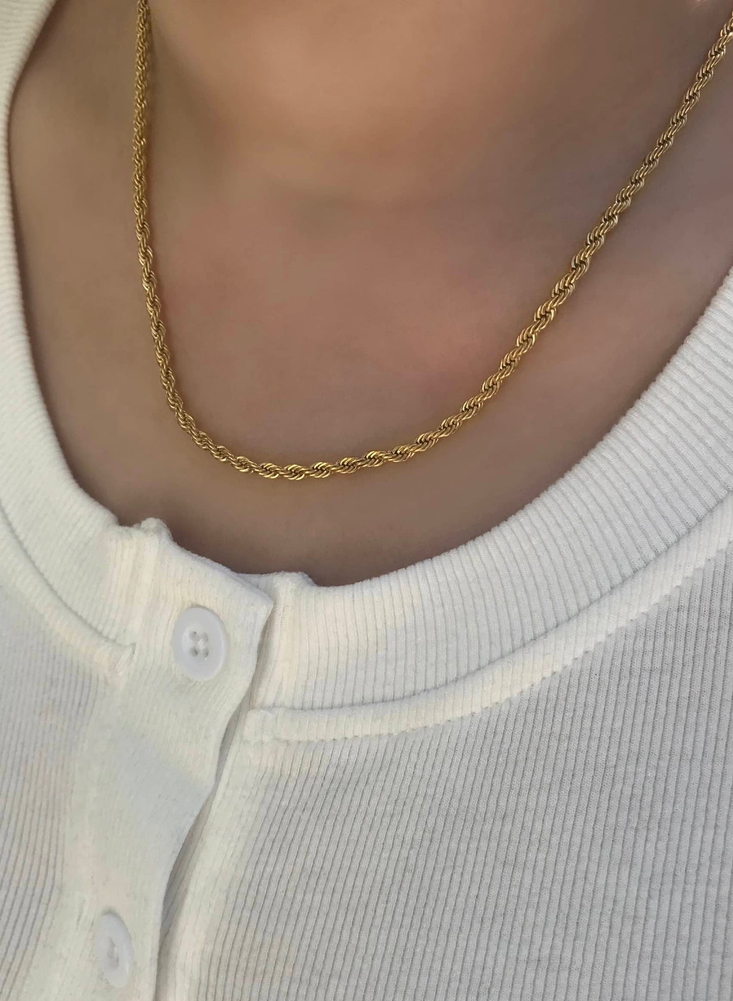 Gold Twisted Rope Chain Necklace- 3mm