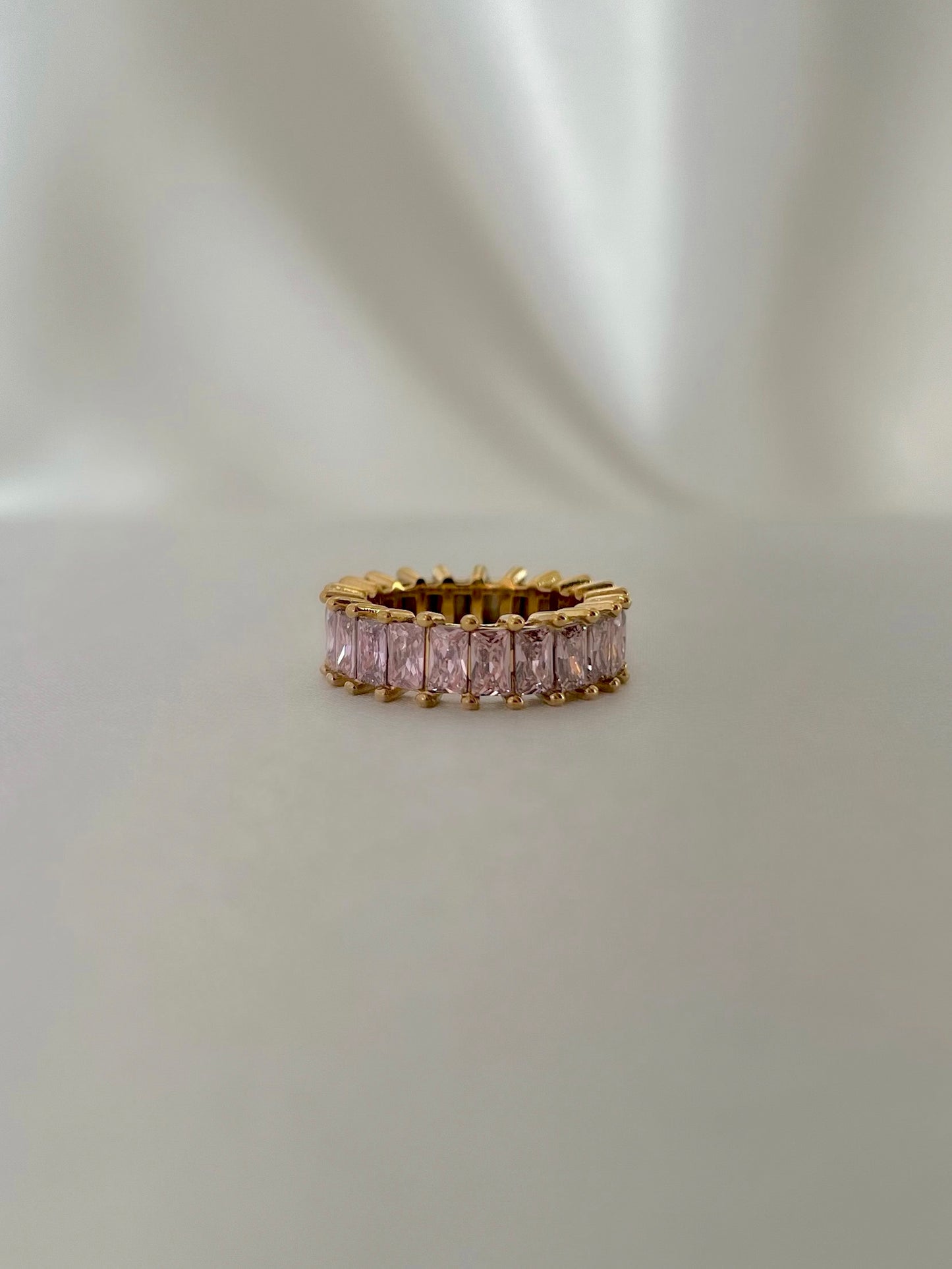 Pink Cubic Zirconia Eternity Band Ring